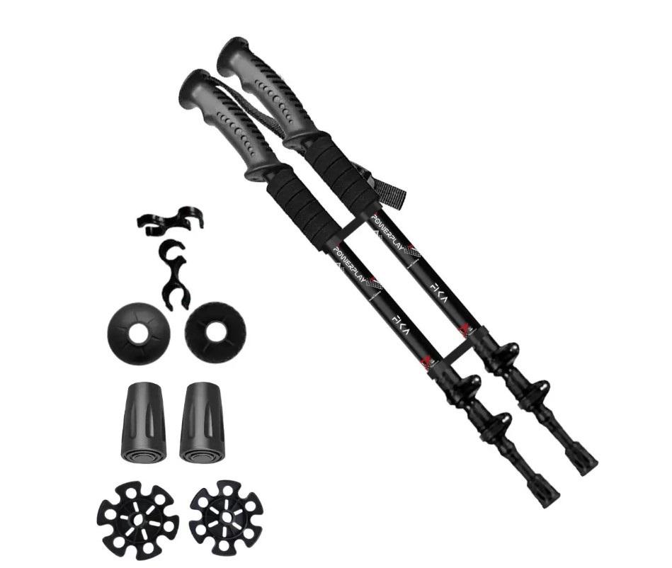 Трекинговые палки PowerPlay 9106 Fika 60-135 см Black/Red