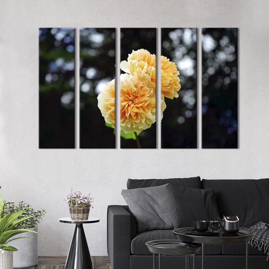 Картина на холсте Кремовые хризантемы в саду 155x95 см (937-51)