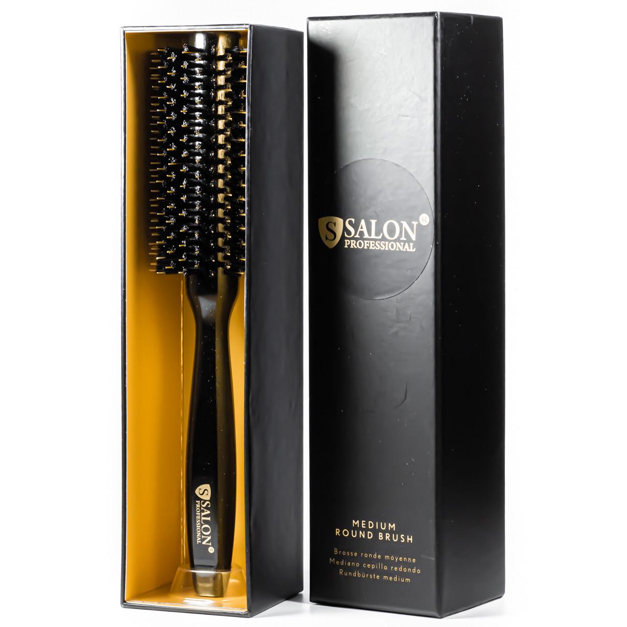 Щітка-брашинг для волосся Salon Professional дерев'яна кругла 25,5 см