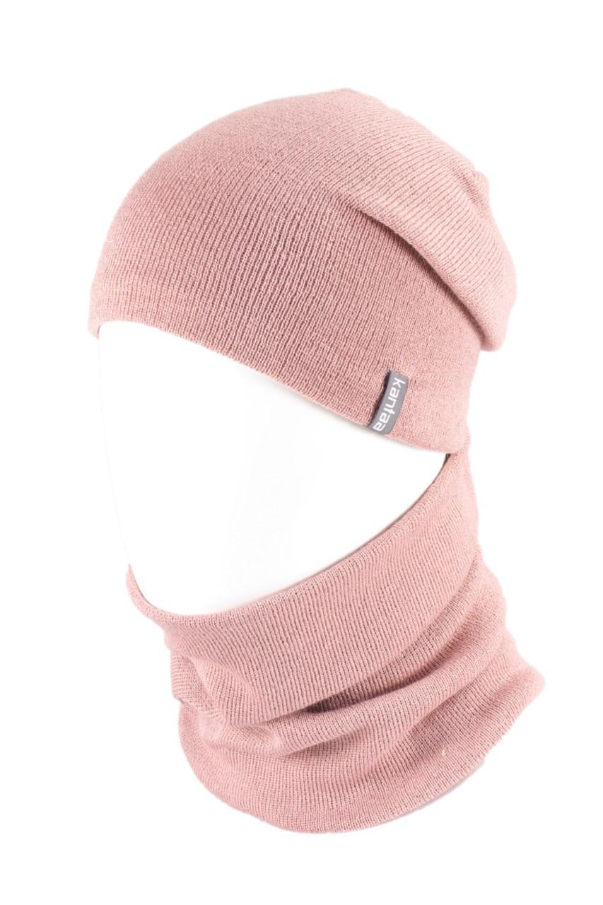Вязаная шапка Кahta Fashion Hat из Buff снуд женский р. 57-58 Пудровый (OC-112)