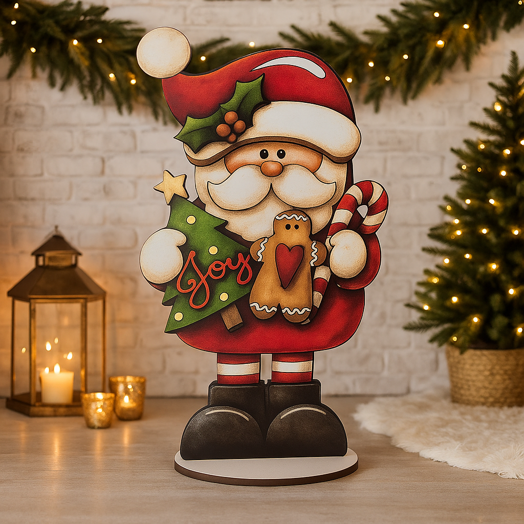 Статуэтка для фотозоны санта с елкой и пряником новогодний 75 см (5279-6)