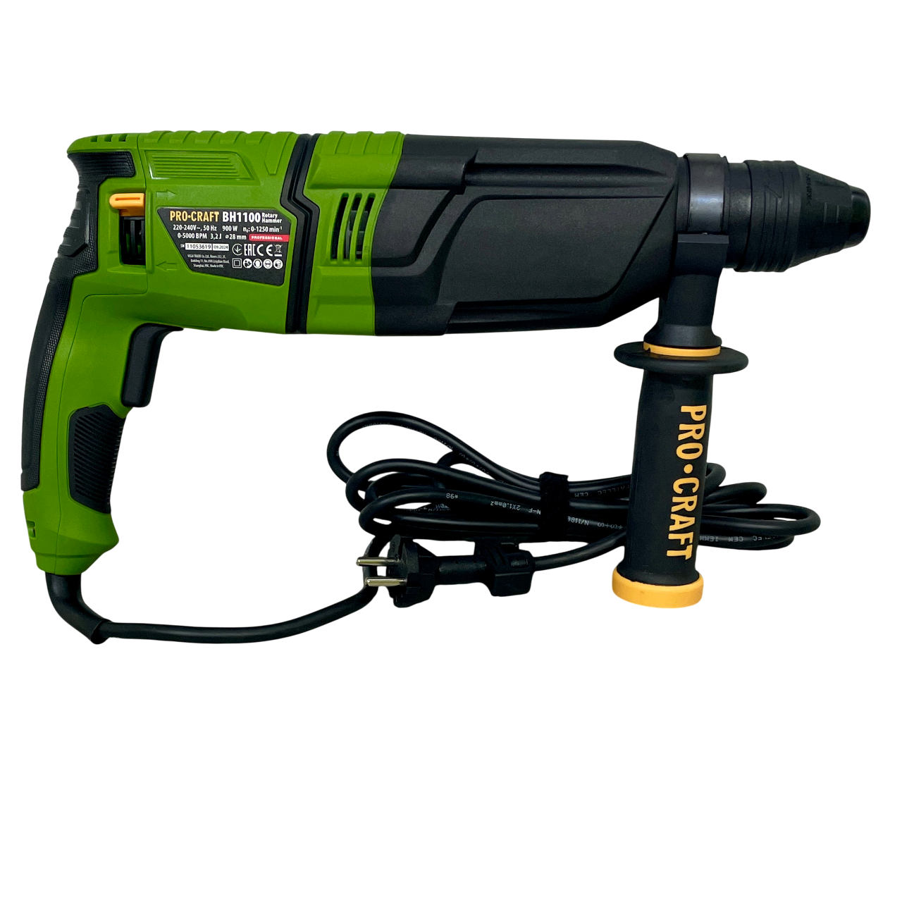 Перфоратор Procraft BH1100 SDS+ 900 Вт 3,2 Дж 3 режими кейс (011008) - фото 2 Перфоратор Procraft BH1100 SDS+ 900 Вт 3,2 Дж 3 режими кейс (011008) - фото 2