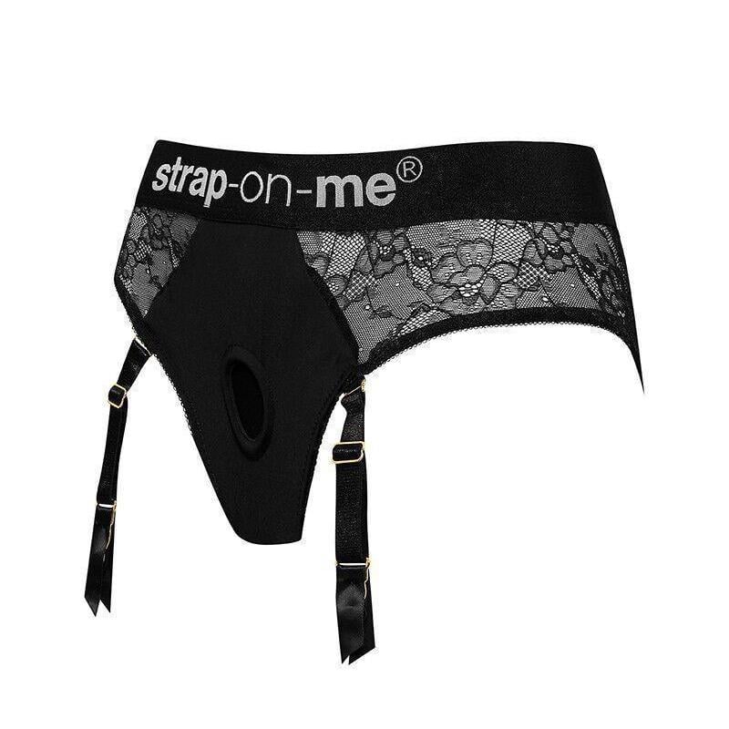 Трусы для страпона кружевные с подвязками для чулок Strap-On-Me Diva Harness XS Черный (57472)