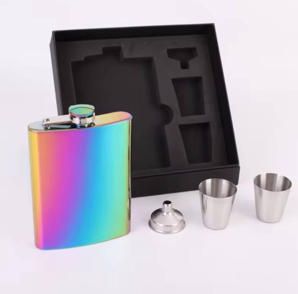 Подарунковий набір для алкоголю 4в1 фляга/стопки та лійка Хамелеон голографічний (Е051579)