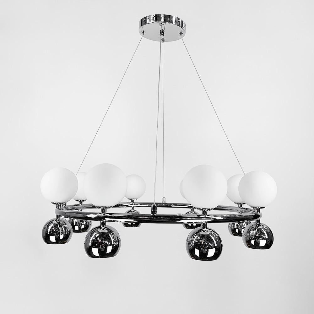 Люстра подвесная кольцевая с двойными плафонами Серебряный (MJ108/8)