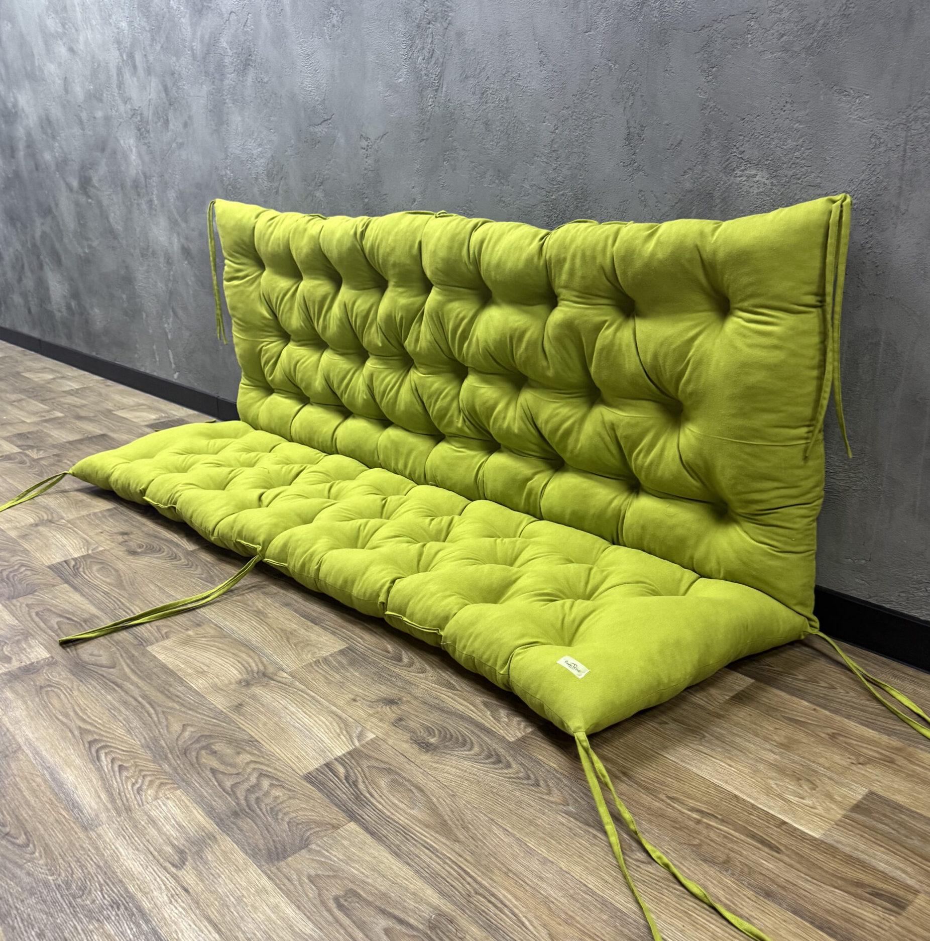 Подушка с каретной стяжкой Comfort Home на поддоны/качели/каркасы/садовую мебель панама 150х50х50 см