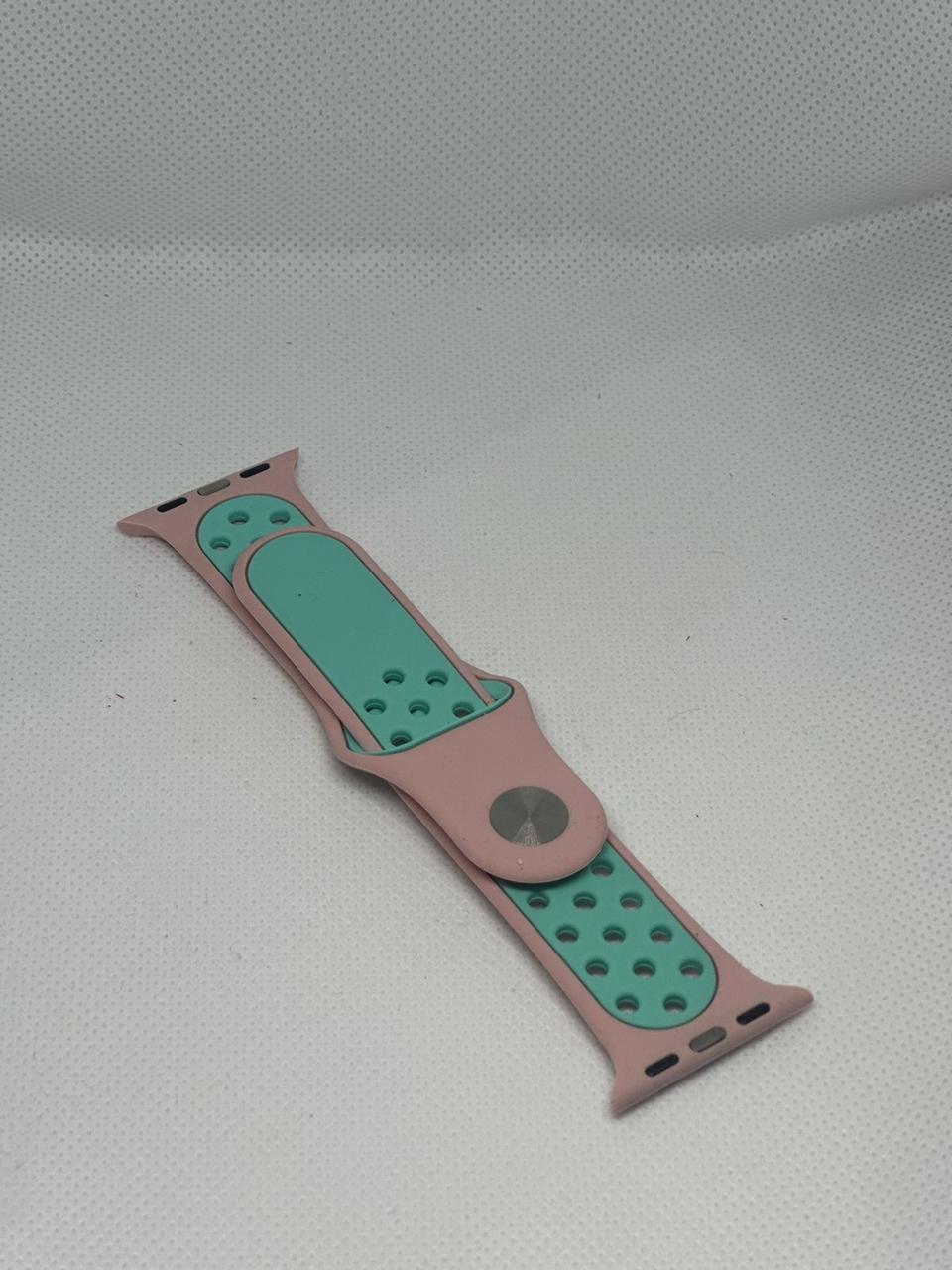 Ремінець Silicone для Apple Watch 38/40 мм Світло-рожевий/Зелений (KG-8510)