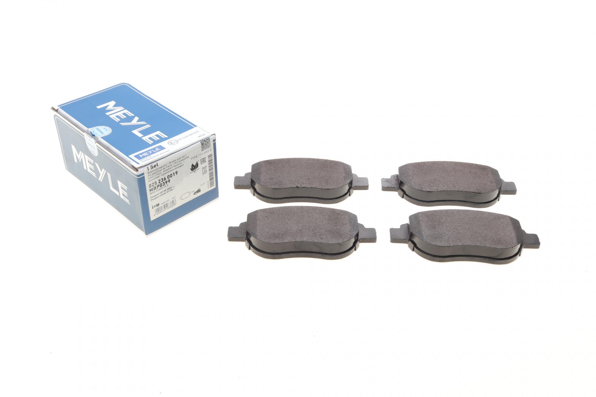 Тормозные колодки передние Meyle для Citroen Berlingo 00-11/C4 1.6 THP/VTi 04-/Peugeot 207/307 02- Bosch (025 236 0019)