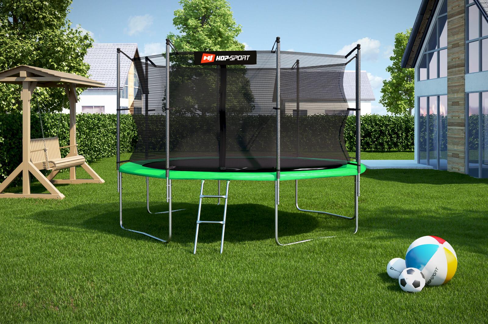 Батут Hop-Sport 12ft (366cm) с внутренней сеткой Зеленый - фото 3