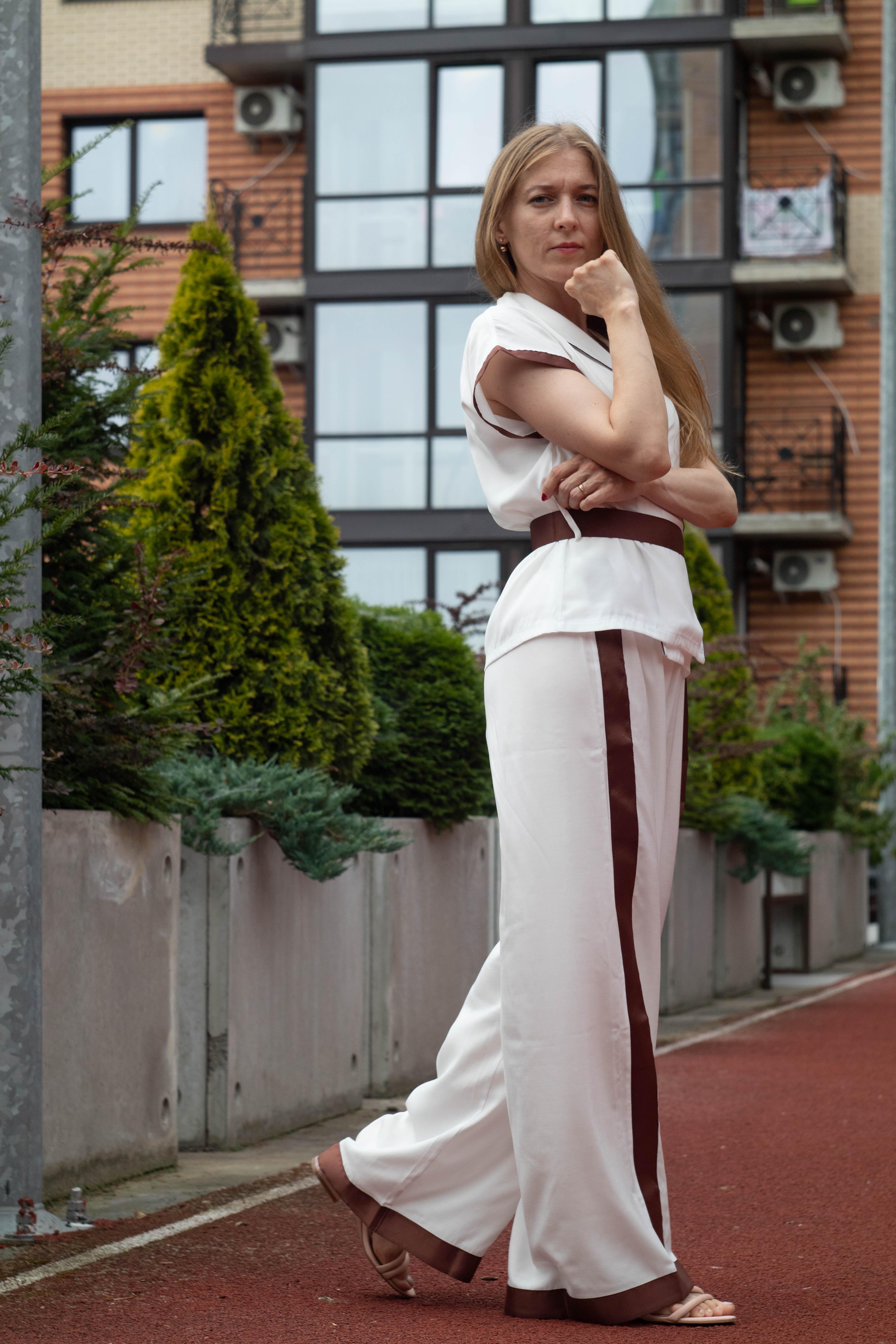 Костюм жіночий VSlatinina штани з кімоно S Айворі (01234567837) - фото 7 Костюм жіночий VSlatinina штани з кімоно S Айворі (01234567837) - фото 7