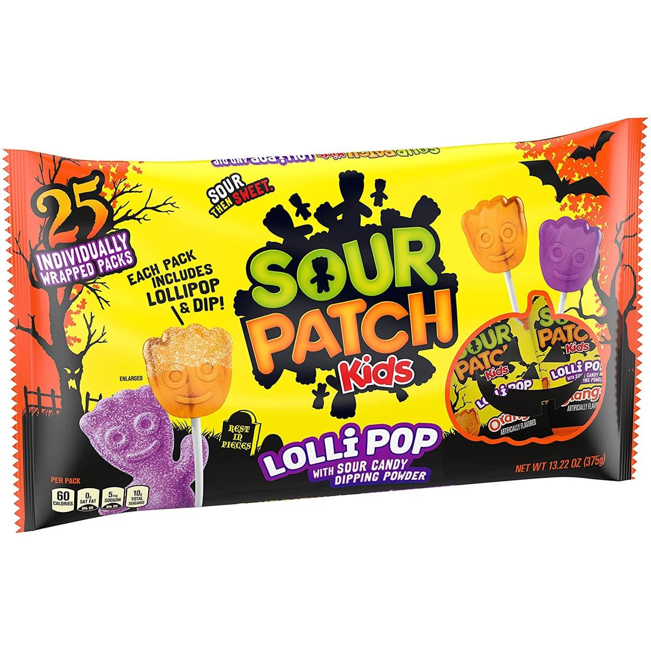 Набір льодяників із кислою посипкою Sour Patch Kids Lollipops 375 г 25 шт. (1697960711)
