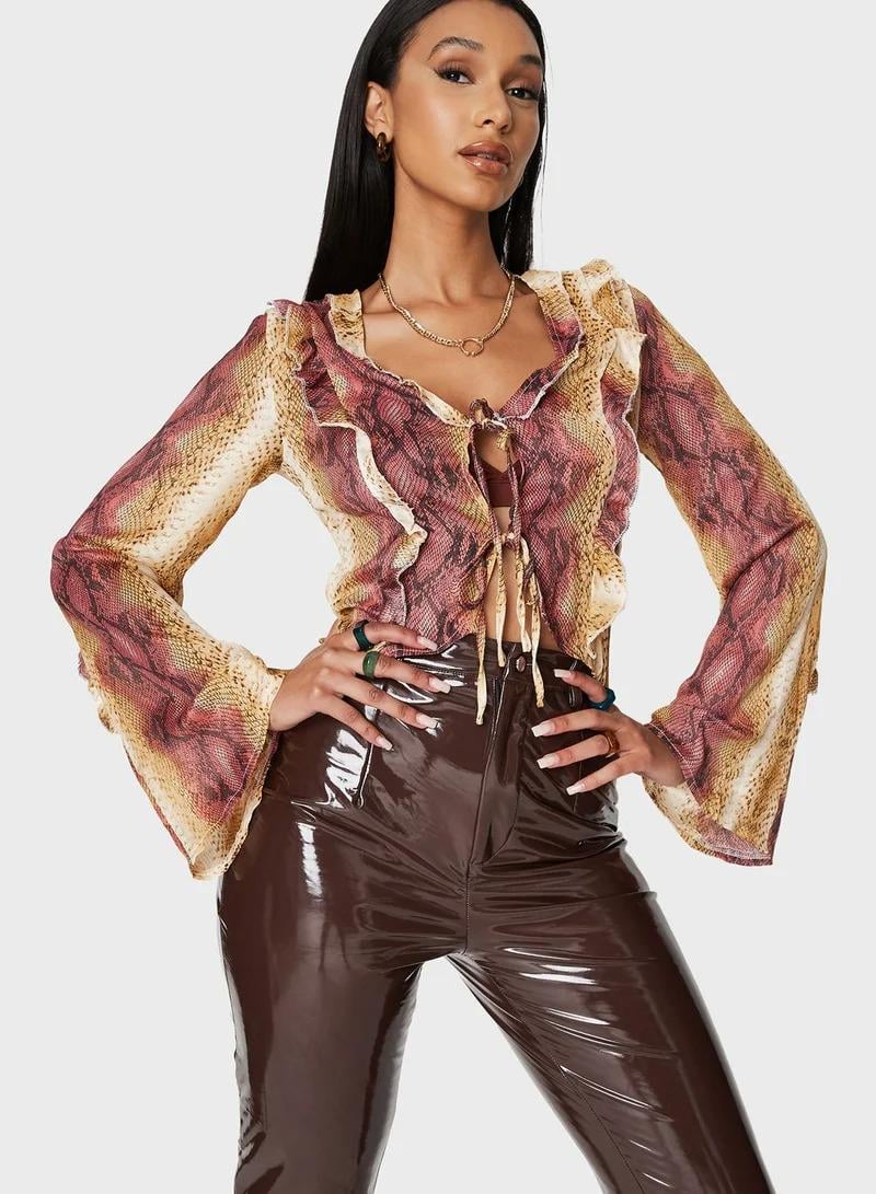 Рубашка Missguided Змея р. 38 Желто-розовый (TW631866)