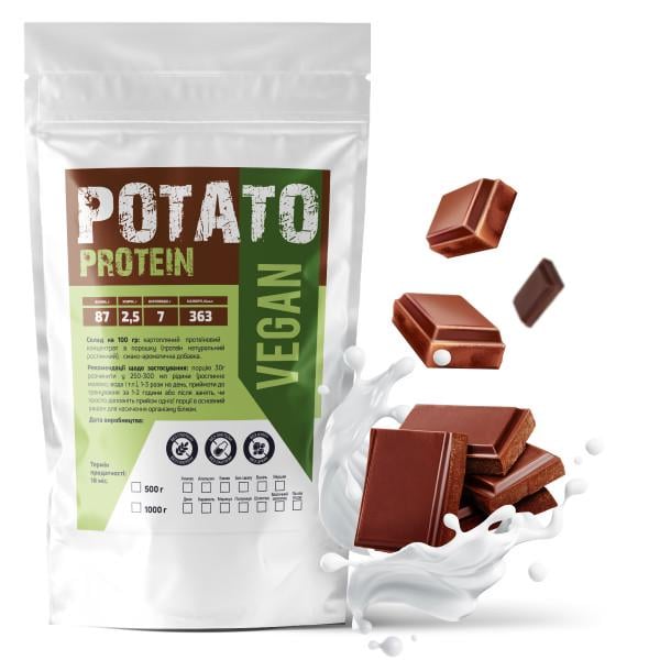 Протеин картофельный Vegan Молочный шоколад 87% белка на 33 порции 1 кг (21-125-ptp-msh1) Протеин картофельный Vegan Молочный шоколад 87% белка на 33 порции 1 кг (21-125-ptp-msh1)