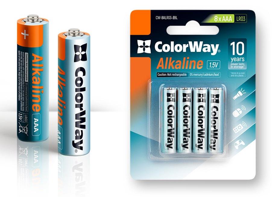 Батарейки ColorWay AAA/LR03 Alkaline Power 1,5V 8 шт. (CW-BALR03-8BL) - фото 2