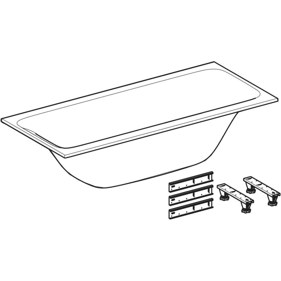 Ванна акриловая Geberit Tawa slim rim Duo с ножками 170х75 см Белый (554.123.01.1) - фото 3