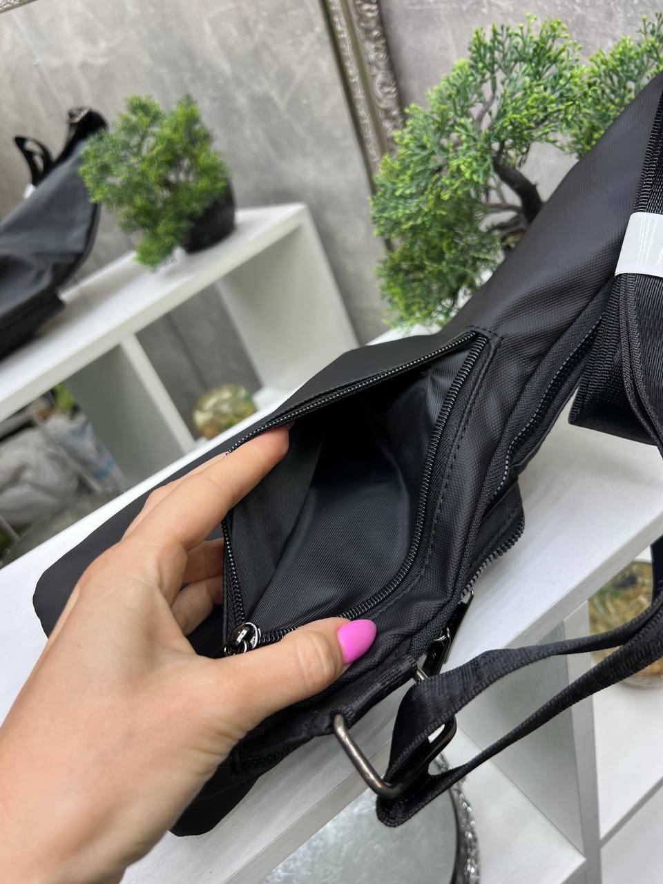 Сумка слинг через плечо мужская из водоотталкивающей ткани 18х42 Черный (2682007775) - фото 8