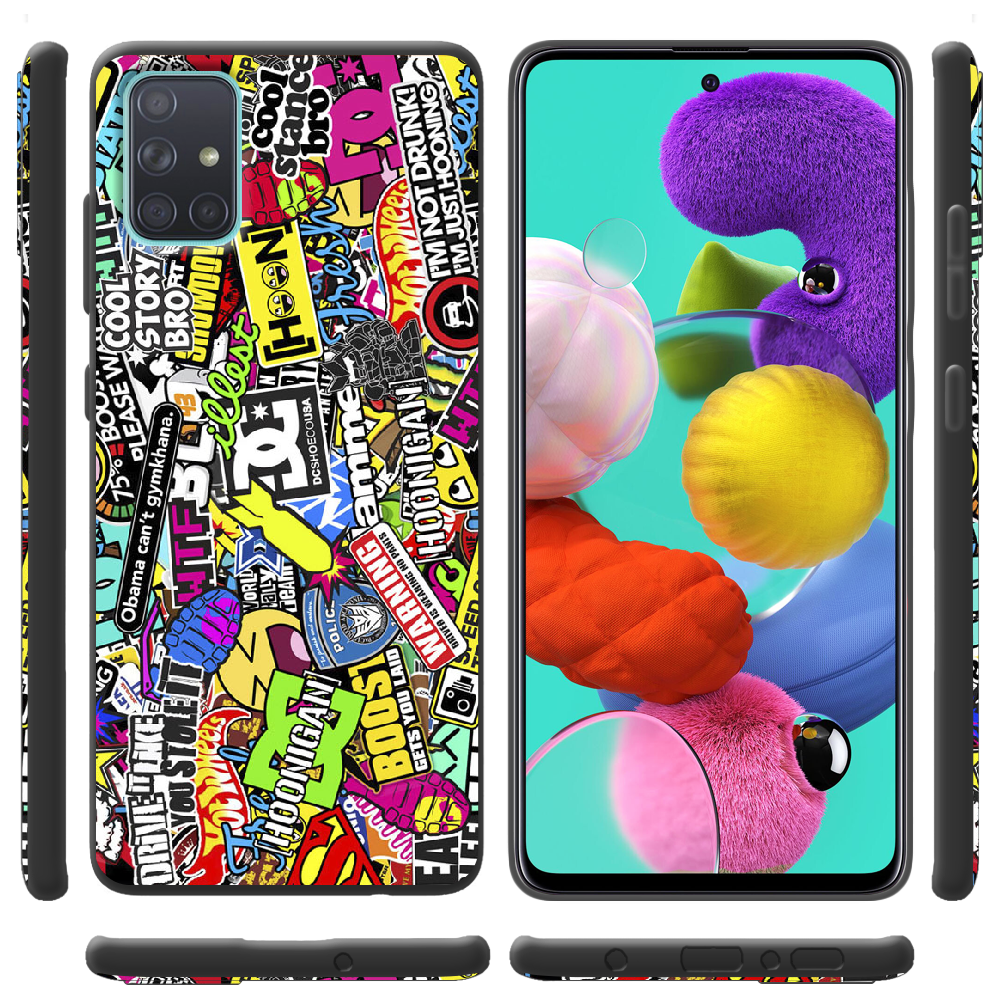 Чохол BoxFace Samsung A715 Galaxy A71 Multicolored Inscriptions Чорний силікон (38850-up880-38948) - фото 2