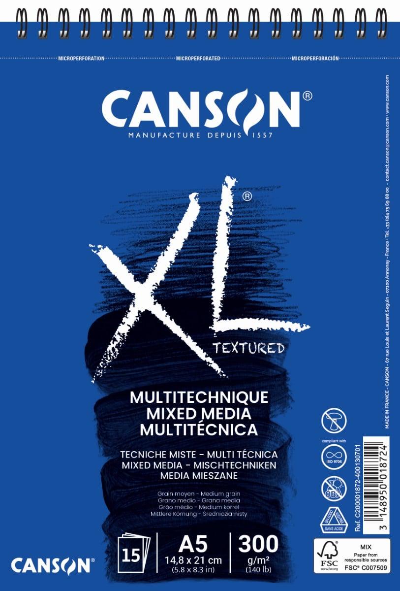 Альбом для акварели Canson XL Mix Media Medium на спирали 300 г/кв. м 15 л. A5 Белый (0001-872)