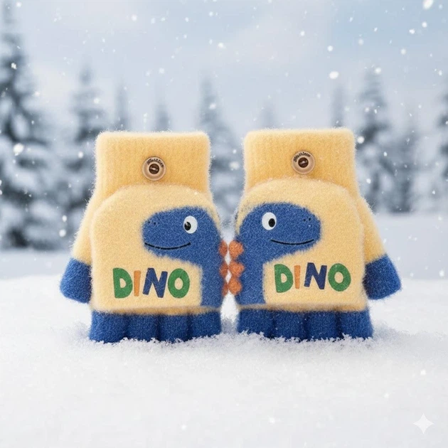Детские перчатки-митенки Dino A236 на возраст 3-5 лет Желто-синий (FFM0000224)