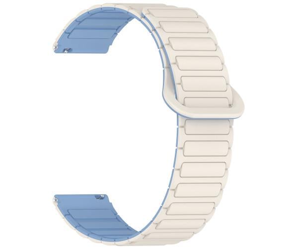 Ремешок универсальный Silicone Magnetic для смарт-часов 20 мм Белый с синим