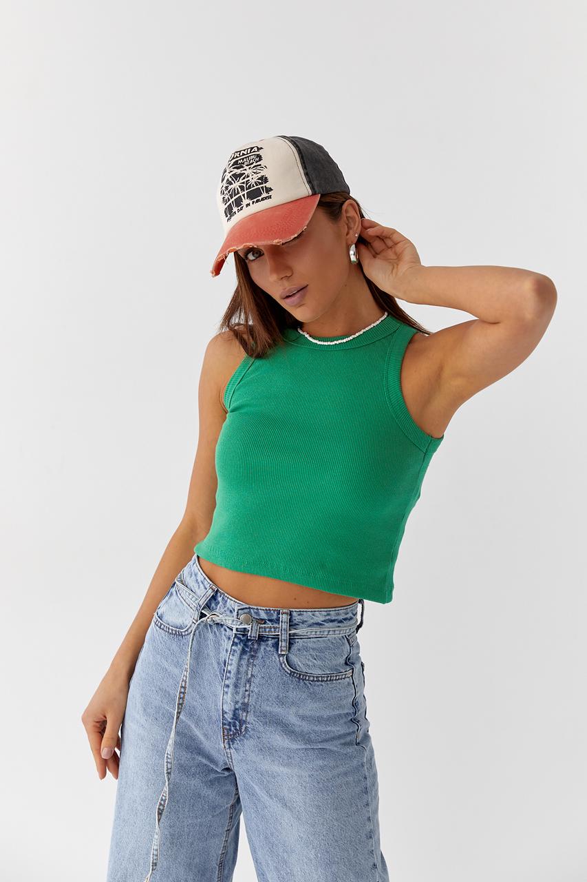 Майка женская базовая Enjoy Carnavale из трикотажа в рубчик M Зеленый