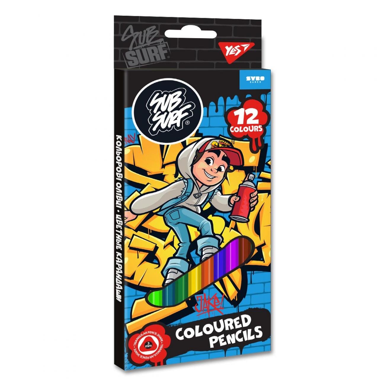Олівці кольорові YES Subsurf 12 кольорів (MTT-163080)