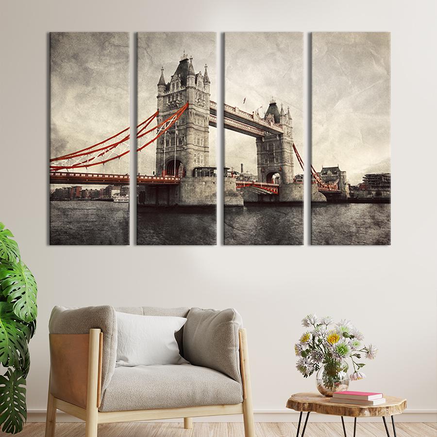 Картина модульная из 4 частей Живописный Тауэрский мост XL 209x133 см (335-41)