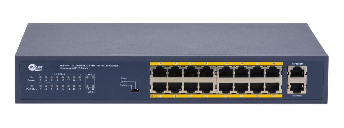 PoE-коммутатор RV-ZPS16AF-2UP 16 портов и 2 UpLink (34713259)