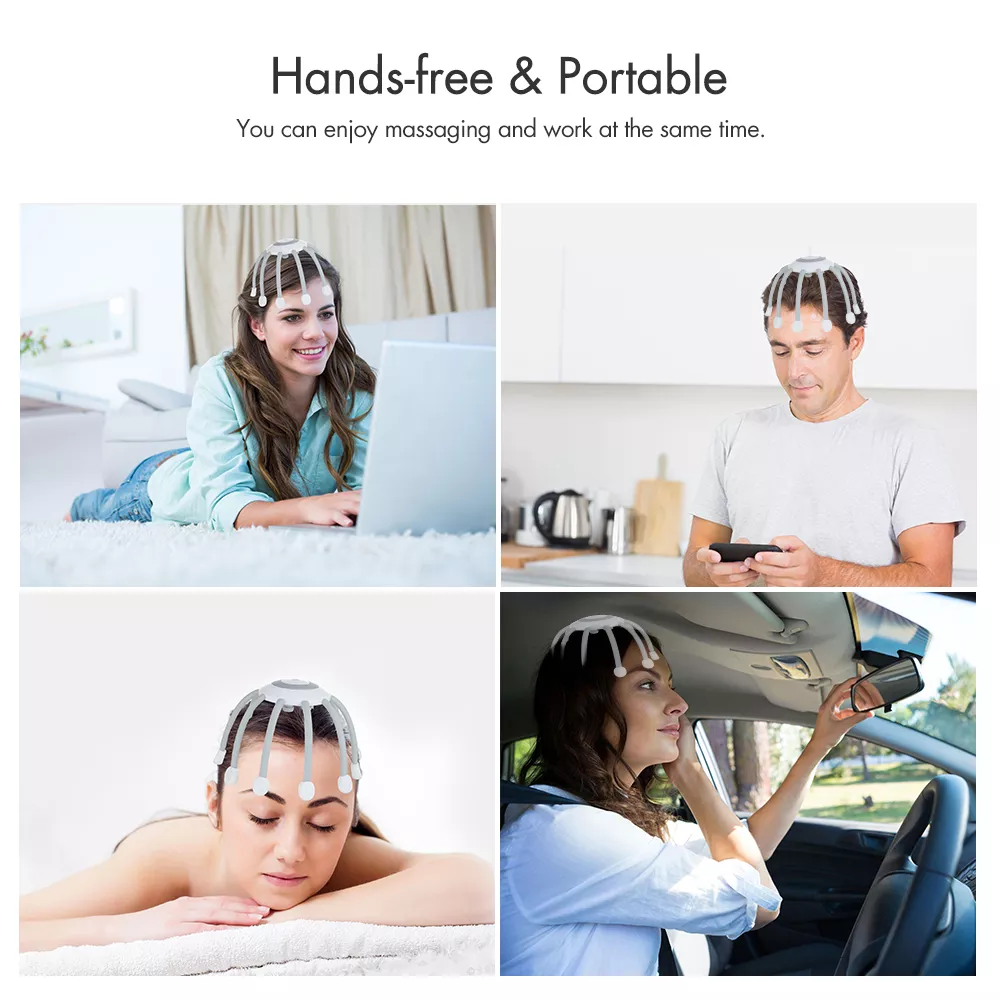 Электромасажер для головы Vibro Head Massager аккумуляторный Белый (e8889272) - фото 7