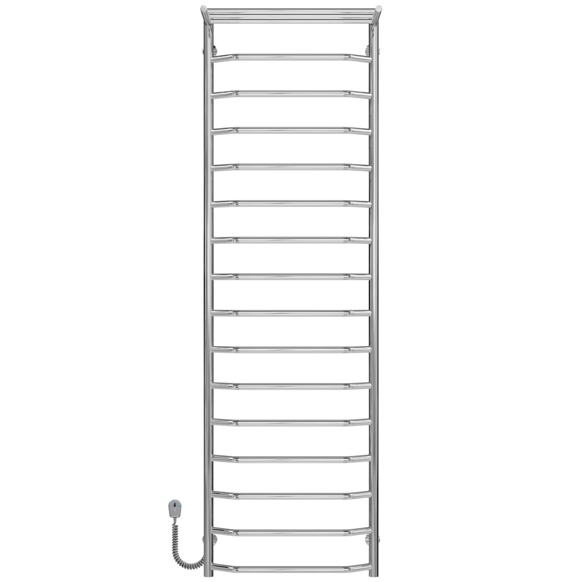 Полотенцесушитель электрический с полкой Deffi Трапеция П16 EF16 левое подключение нержавеющая сталь 500х1700 мм Хром (C.TP.170.50.16.ECL5)