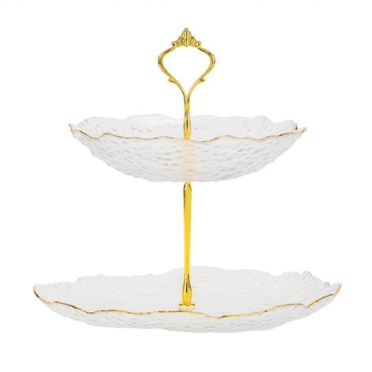 Блюдо 2-х ярусное Elisey Белый гранат стеклянное 24 см Прозрачный (135-81-9219-030)