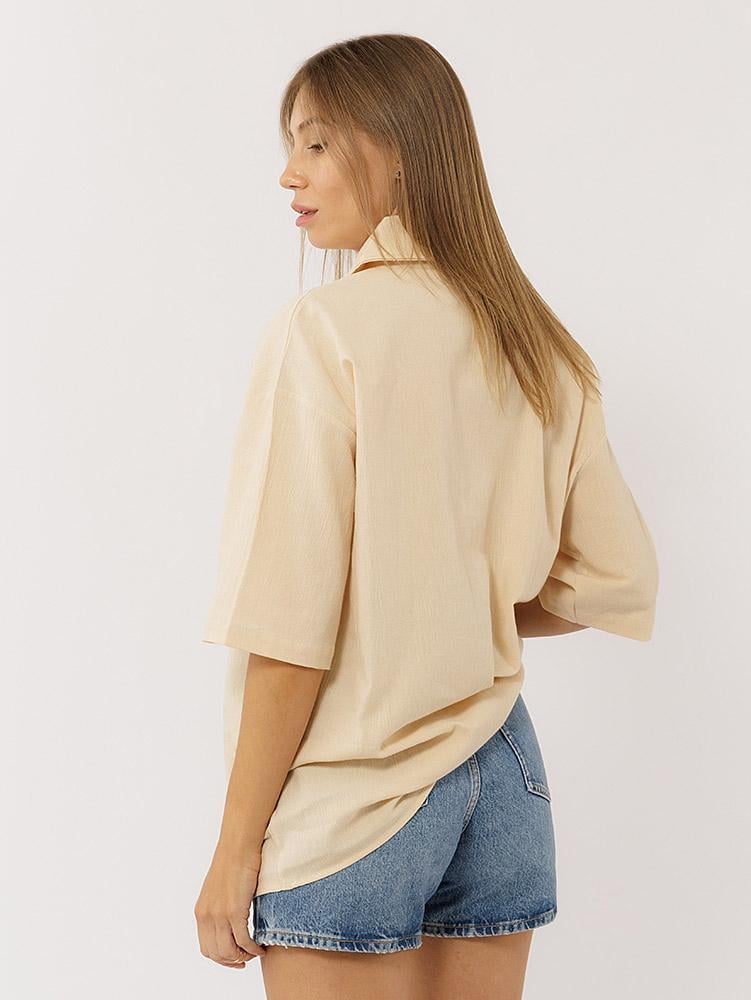 Сорочка жіноча ЦБ-00222119 оверсайз р. 42 Бежевий (SKT000914370) - фото 3