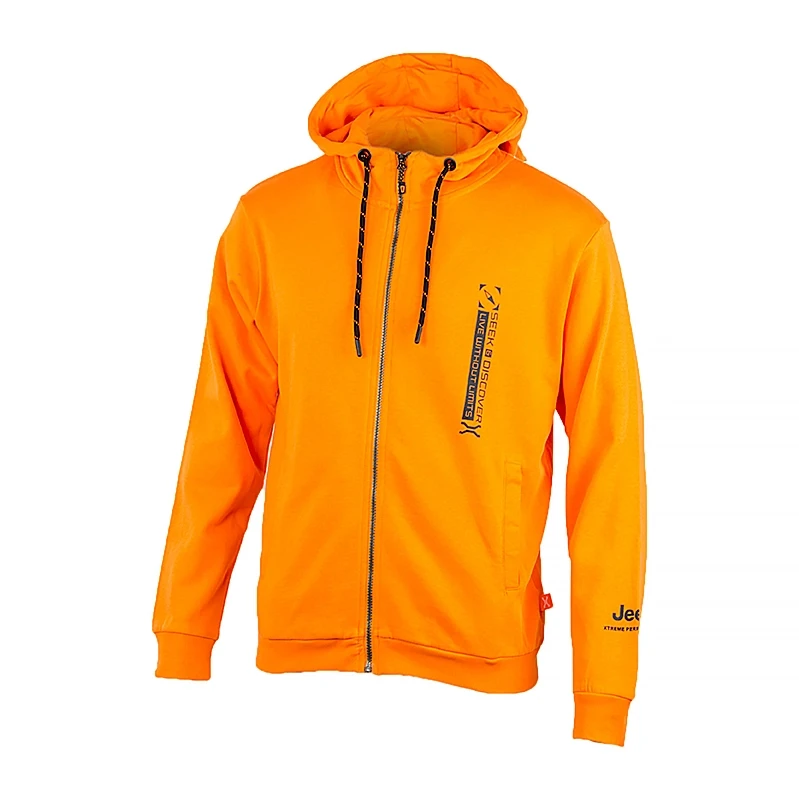 Толстовка чоловіча JEEP HOODED SWEATSHIRT FULL ZIP SEEK&DISCOVERY Small Vertic S Помаранчевий (O102625-O288 S)