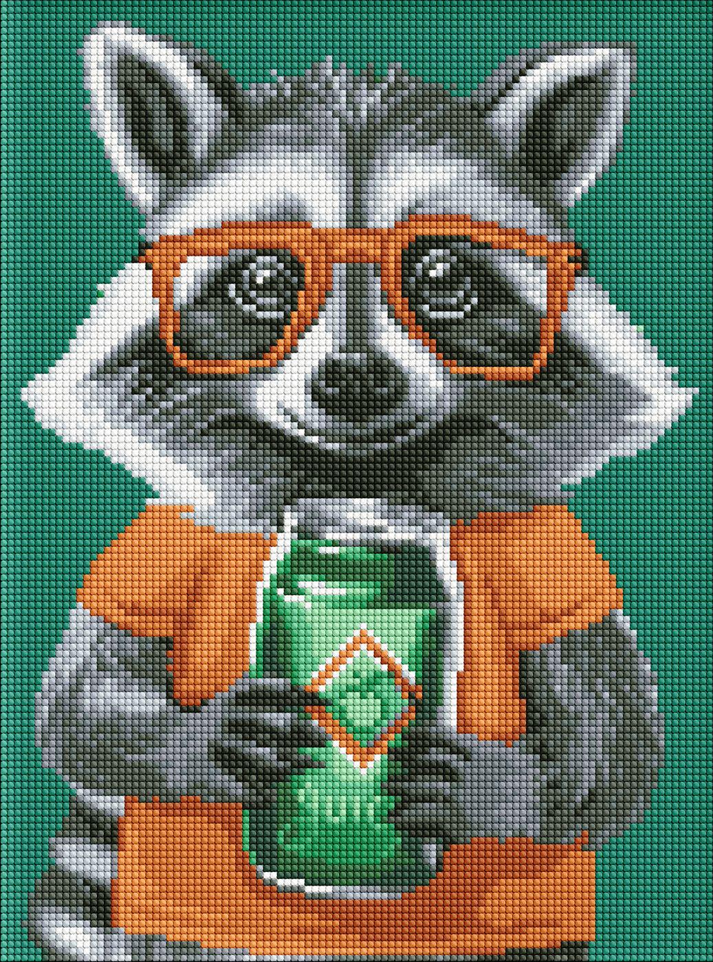 Набір з алмазною мозаїкою Ideyka Милий єнот AMO8172 на підрамнику 30x40 см (MTT-197030)