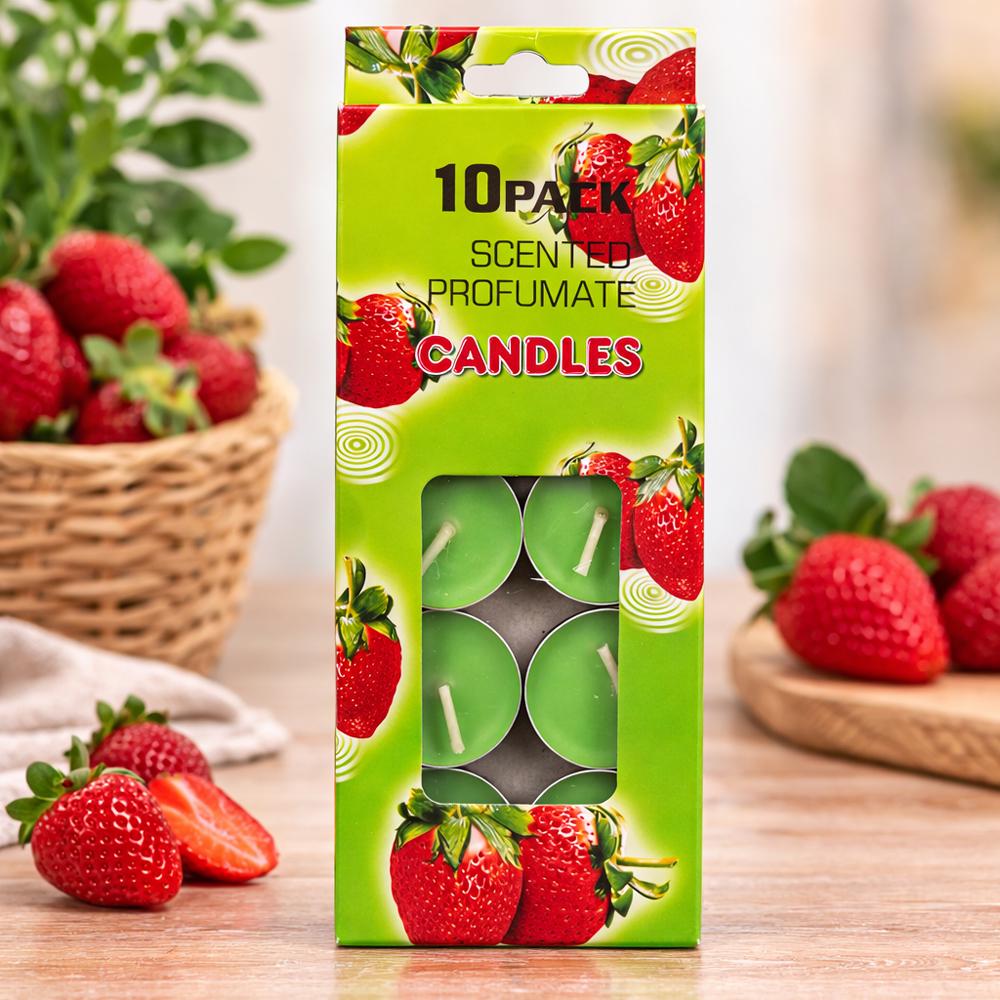 Ароматичні чайні свічки Полуниця в таблетках 10 шт. 3,5x0,8 см (37-пол-88183)