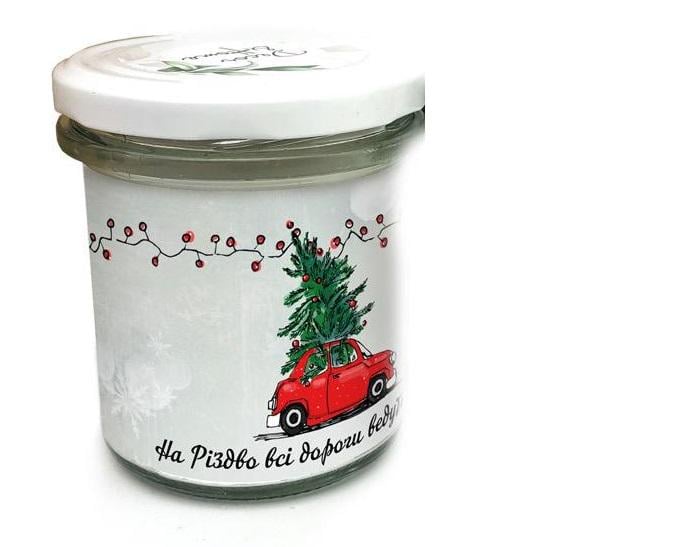 Свеча парафиновая в стеклянной баночке На Рождество все дороги ведут домой 350 мл (хрс3500004у)