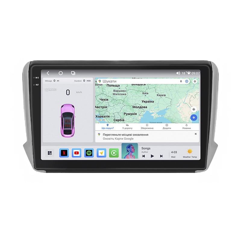 Автомагнитола штатная Lesko для Peugeot 2008 I Рестайлинг 2016-2019 4/64 QLED CarPlay 4G Wi-Fi GPS Prime 10" (22391701)