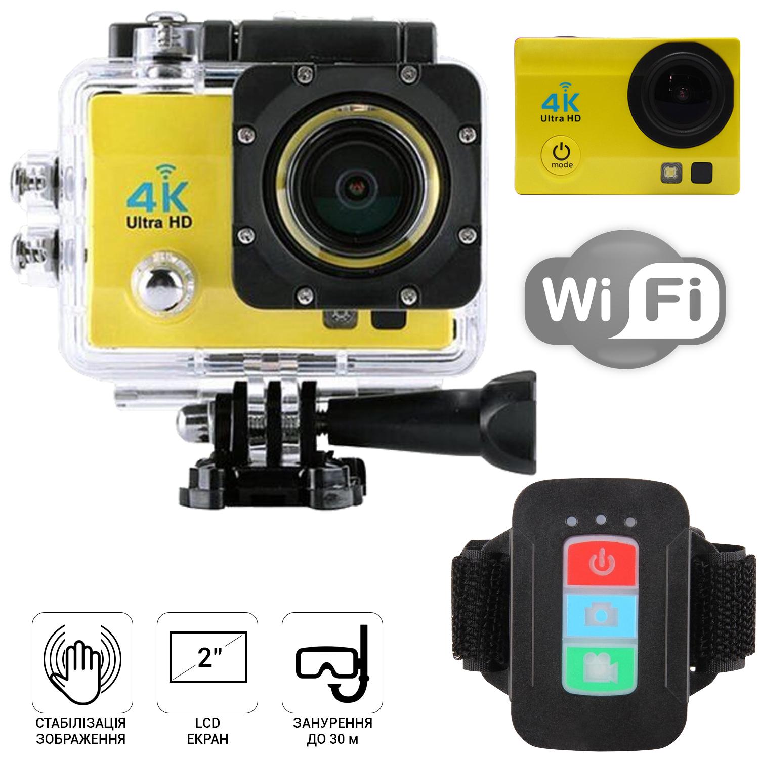 Екшн-камера Action Camera QH30 з аквабоксом Жовтий - фото 2