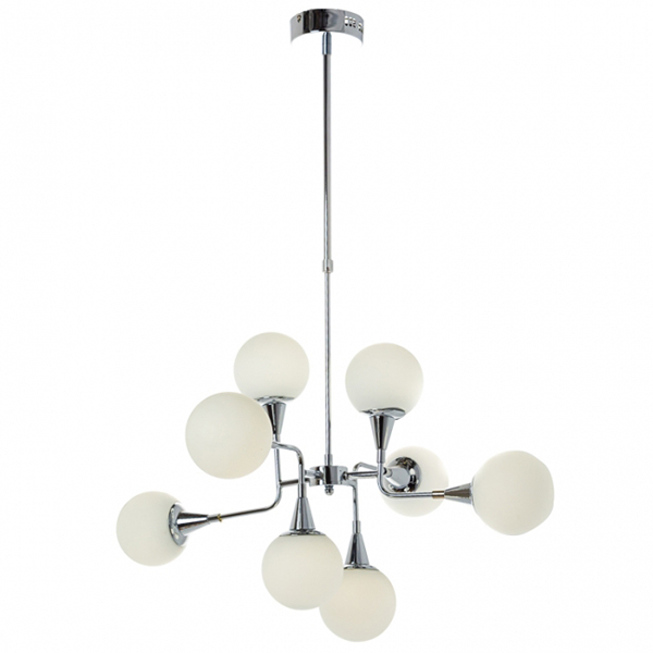 Люстра Flora 8 круглых сфер Белый (OK003/8/silver) Люстра Flora 8 круглых сфер Белый (OK003/8/silver)