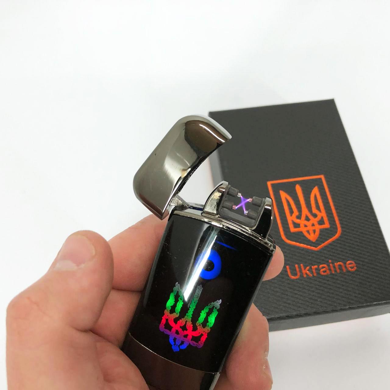 Зажигалка дуговая электроимпульсная зажигалка с USB-зарядкой Украина Lighter с зарядкой Черный (HL-439) - фото 5