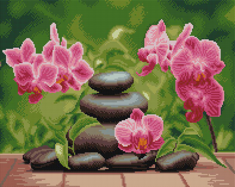 Алмазна мозаїка Brushme Лілові орхідеї 40x50 см (DBS1007)