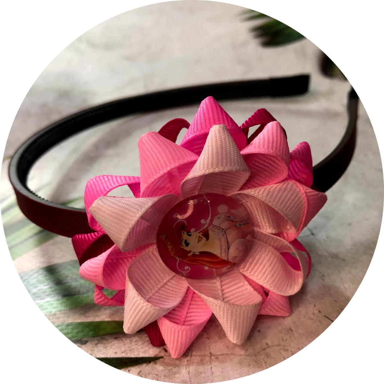 Обруч для волос детский с цветочком Ариэль Розовая