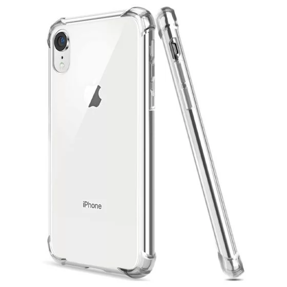 Силиконовый противоударный чехол с защитным стеклом 9H на Iphone XR прозрачный (HP31965441)