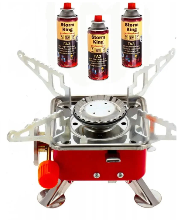 Газова міні-плита портативна Nurgaz та 3 балони (000600)