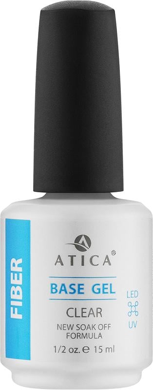 База камуфлирующая каучуковая Atica Base Gel Clear Fiber Soak-Off 15 мл (63019)