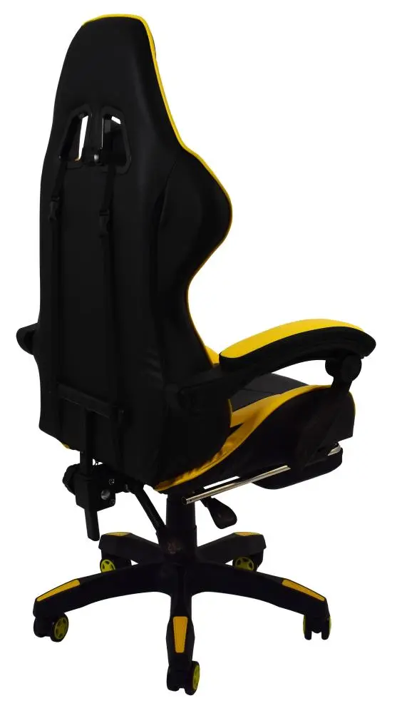 Крісло геймерське Bonro B-810 з підставкою для ніг та двома подушками до 120 кг Жовтий (132-76-42300046) - фото 4