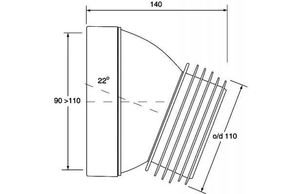 Коліно для унітазу Mcalpine 125 мм під кутом 22 з ущільнювачем (HC39-22) - фото 2