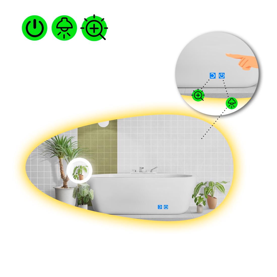 Зеркало с LED подсветкой Occhio 2 с двумя сенсорами 120x60 см (8737911)