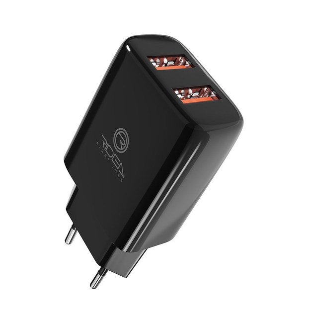 Зарядний пристрій мережевий Ridea RW-21011 Element Duo 2 USB 2,1 A Чорний (2670)