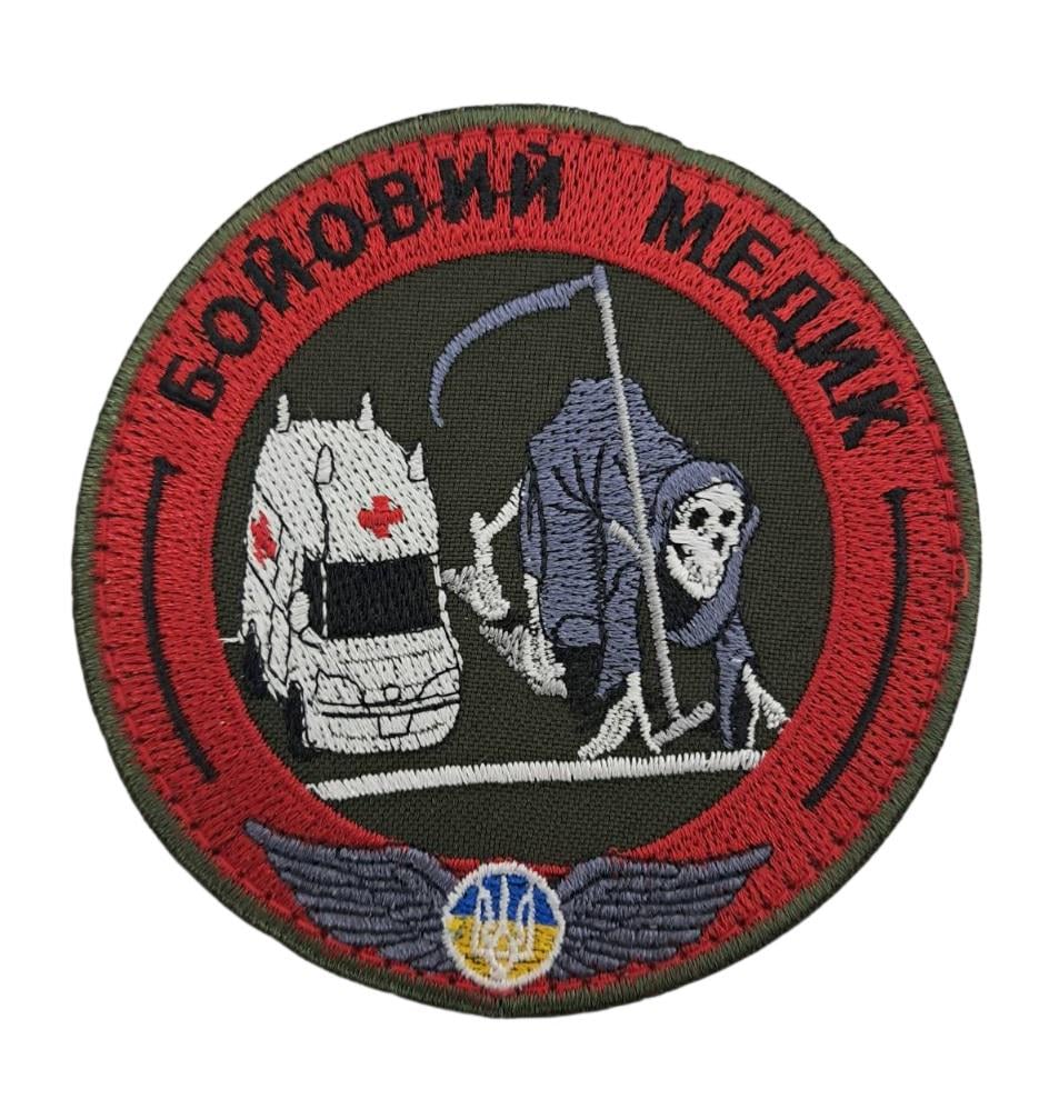 Шеврон Боевой медик 9х9 см Черный (12934)